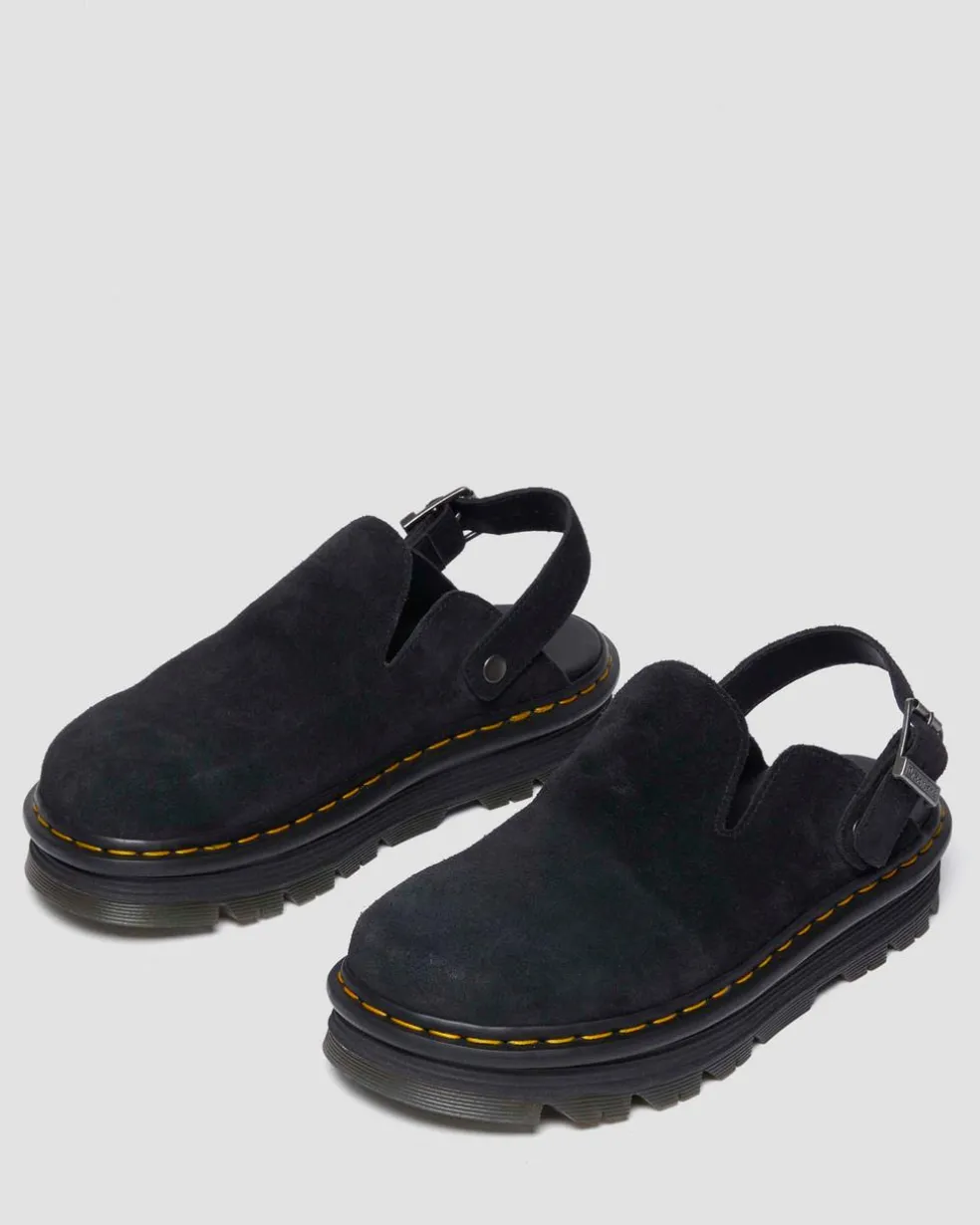 Zebzag Suede Casual Slingback Platform Mules in Black