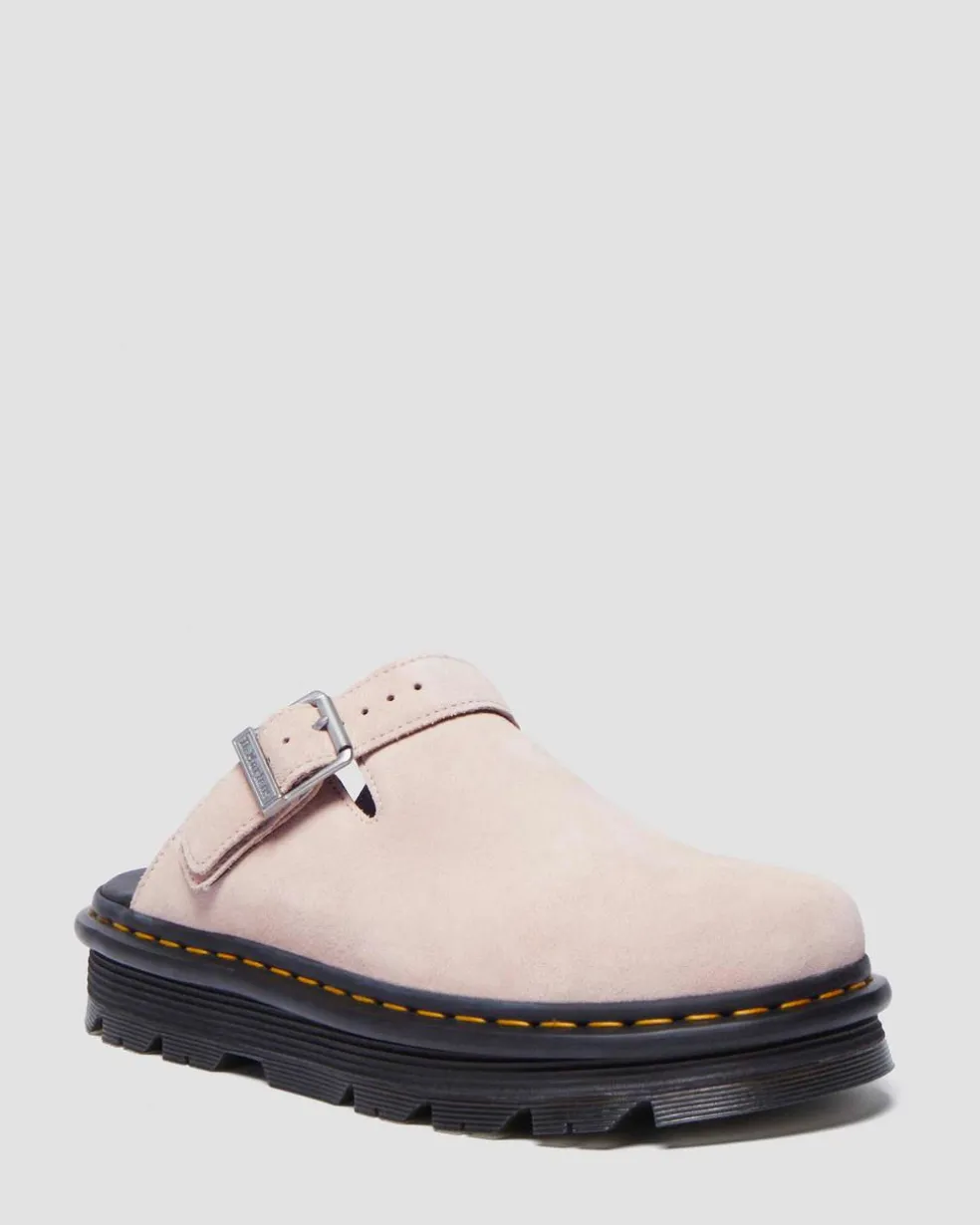 Zebzag Suede Casual Slingback Platform Mules in Powder Pink