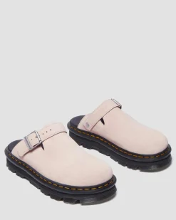 Zebzag Suede Casual Slingback Platform Mules in Powder Pink
