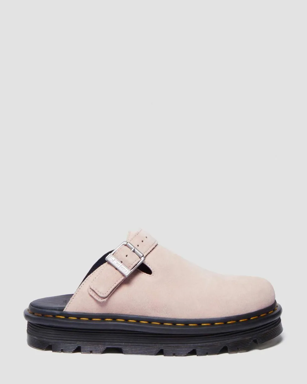 Zebzag Suede Casual Slingback Platform Mules in Powder Pink