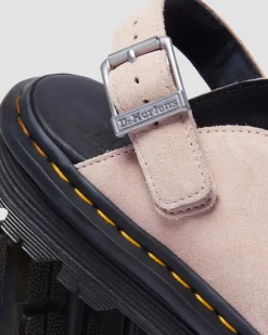 Zebzag Suede Casual Slingback Platform Mules in Powder Pink