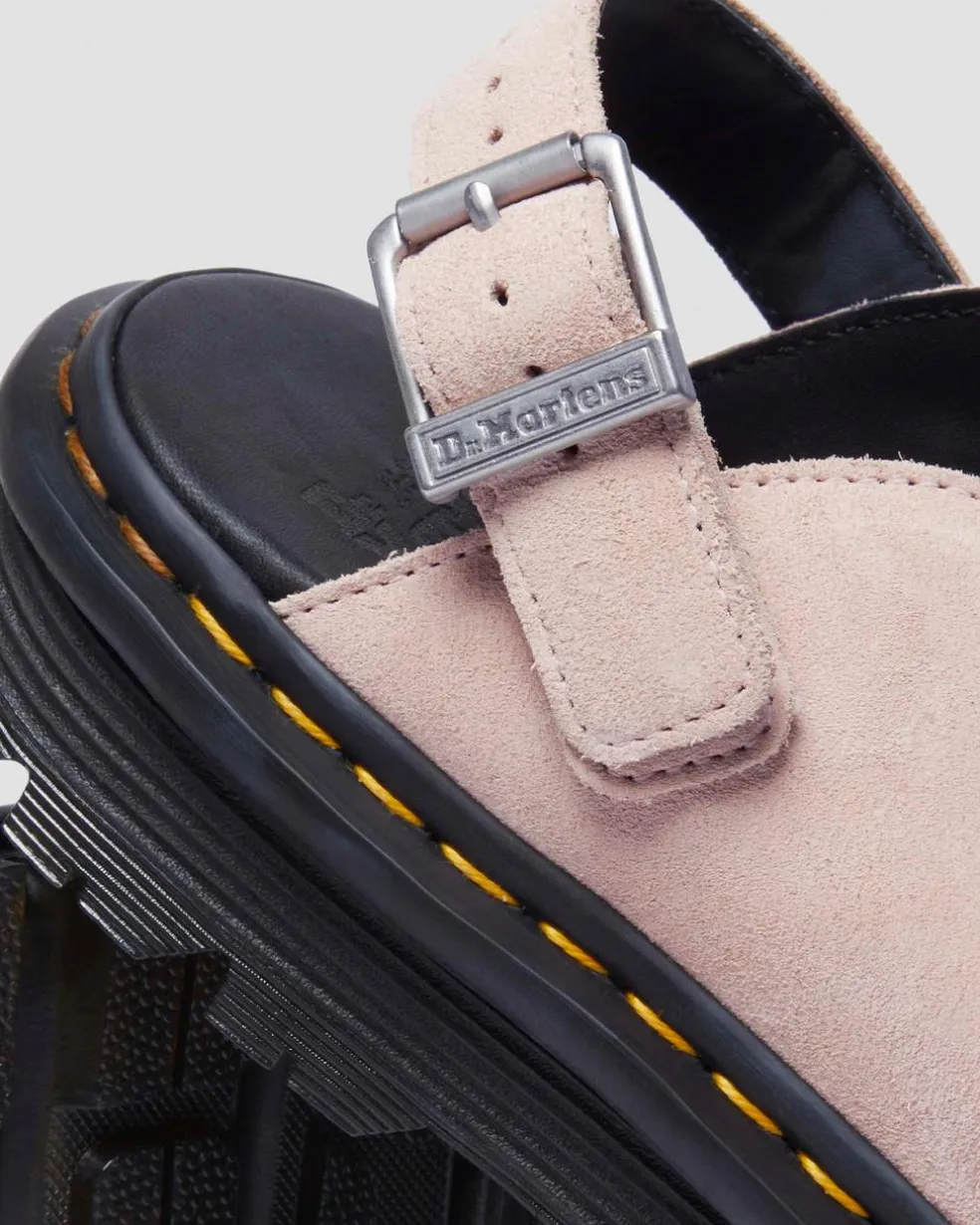 Zebzag Suede Casual Slingback Platform Mules in Powder Pink