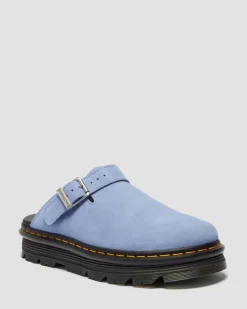Zebzag Suede Casual Slingback Platform Mules in Cornflower Blue