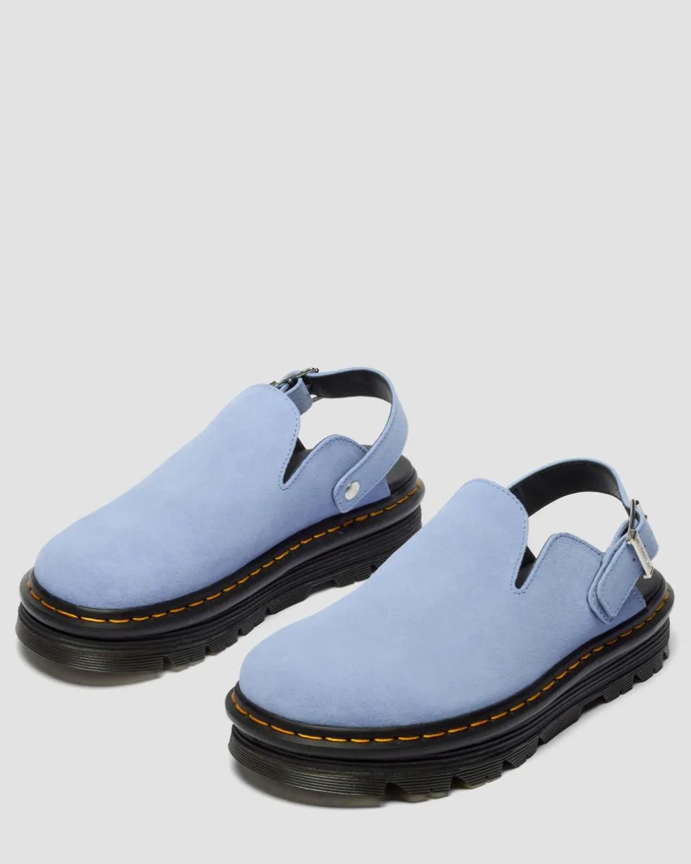 Zebzag Suede Casual Slingback Platform Mules in Cornflower Blue