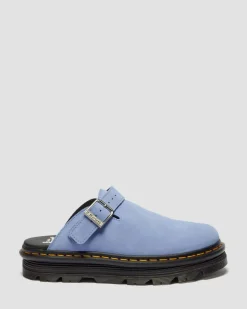 Zebzag Suede Casual Slingback Platform Mules in Cornflower Blue