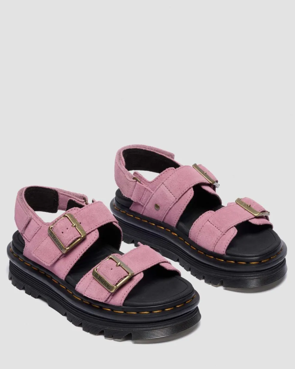 Zebzag Suede Platform Sandals in Dusty Rose