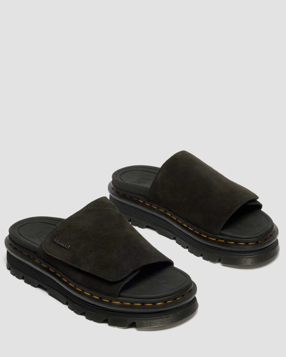Zebzag Suede Platform Slides in Black