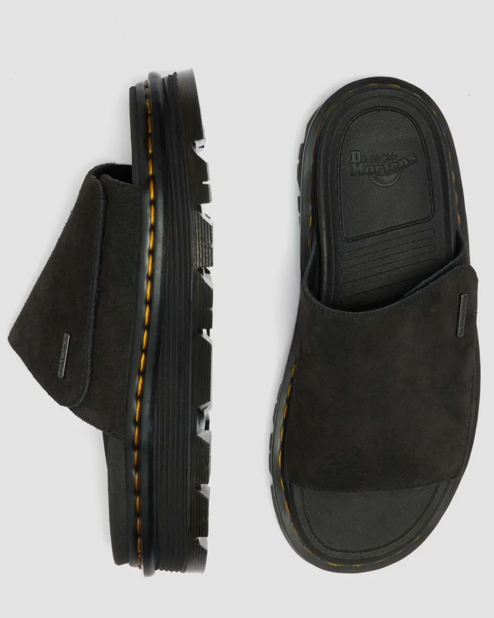 Zebzag Suede Platform Slides in Black