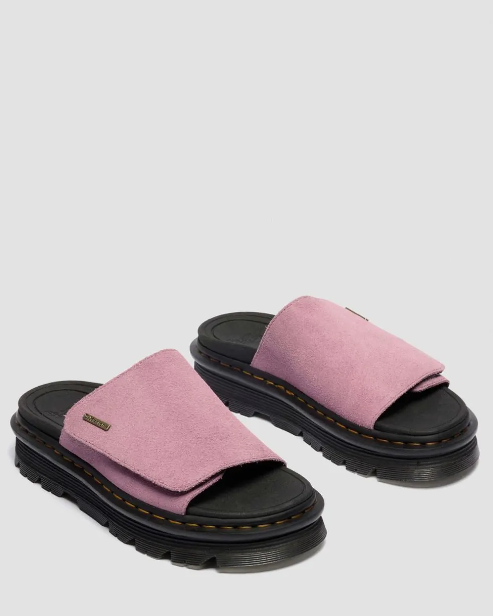 Zebzag Suede Platform Slides in Dusty Rose