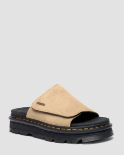Zebzag Suede Platform Slides in Savannah Tan