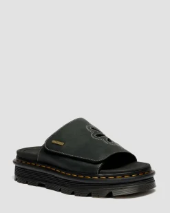 Zebzag Wyoming Leather Slides in Black