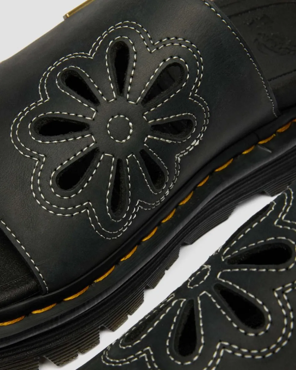 Zebzag Wyoming Leather Slides in Black