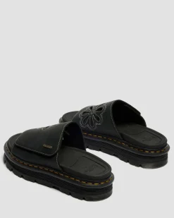 Zebzag Wyoming Leather Slides in Black