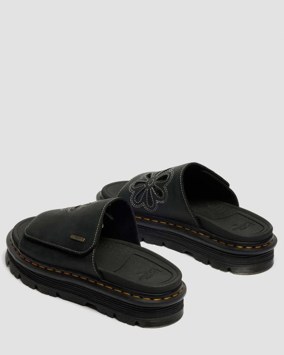 Zebzag Wyoming Leather Slides in Black