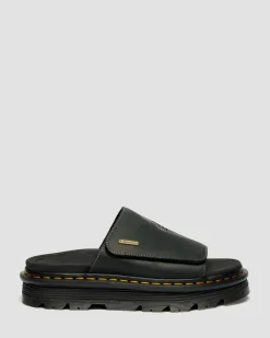 Zebzag Wyoming Leather Slides in Black