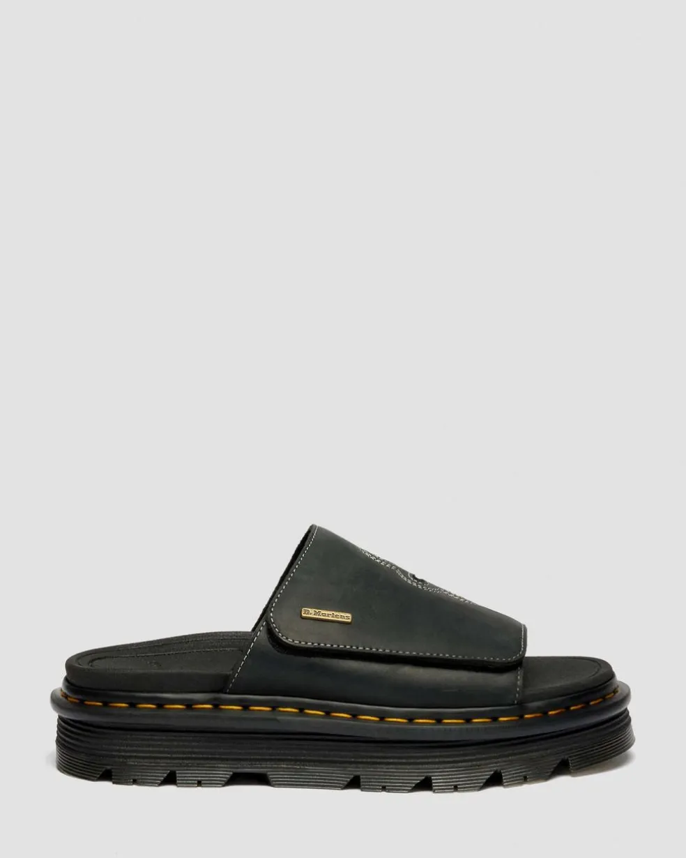 Zebzag Wyoming Leather Slides in Black