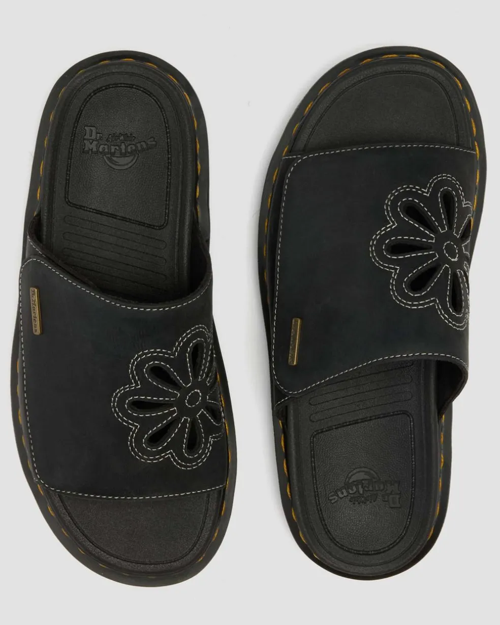 Zebzag Wyoming Leather Slides in Black